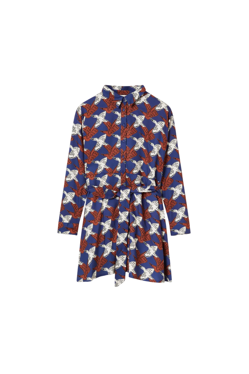 Vestido corto camisero estampado de animales Garza