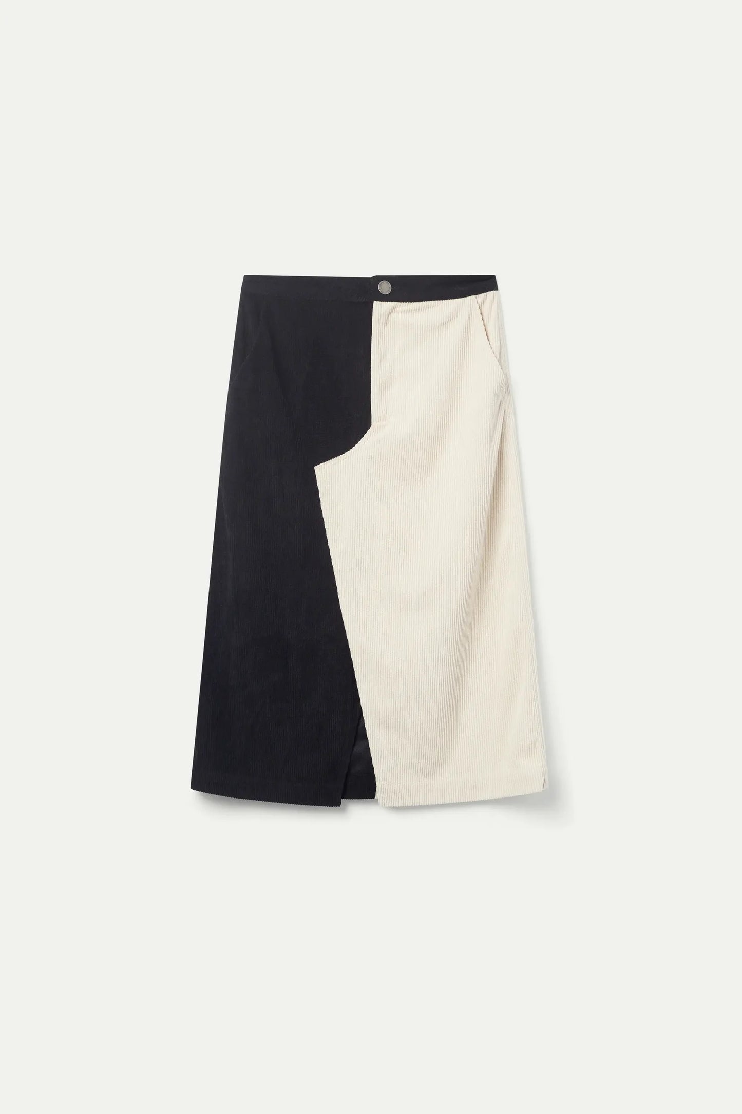Falda midi de pana blanca y negra