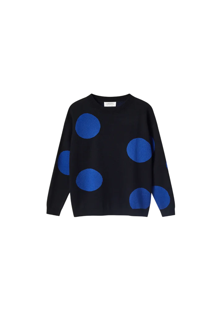 Jersey de punto jacquard estampado de lunares azules