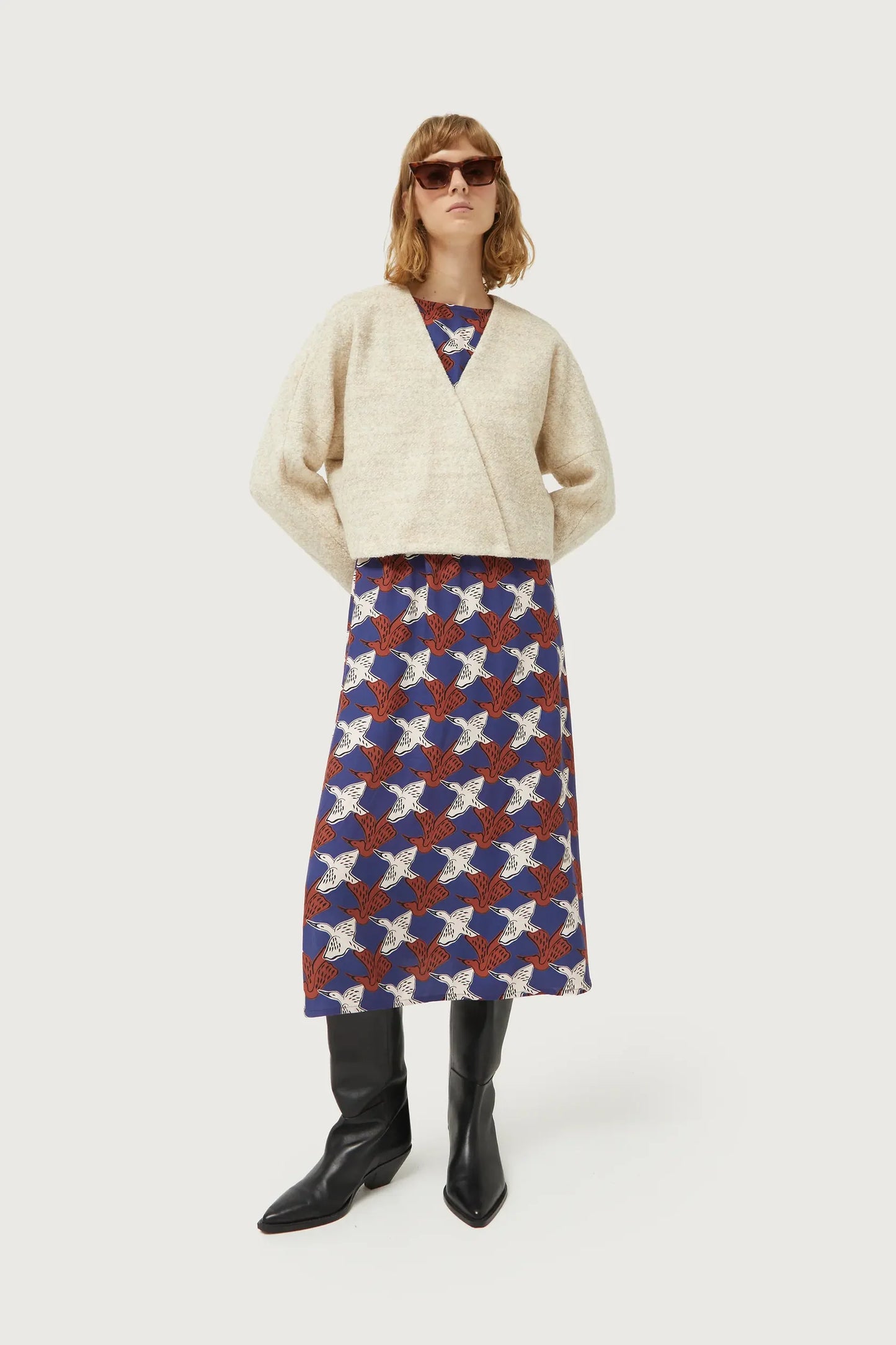 Vestido midi estampado de animales Garza