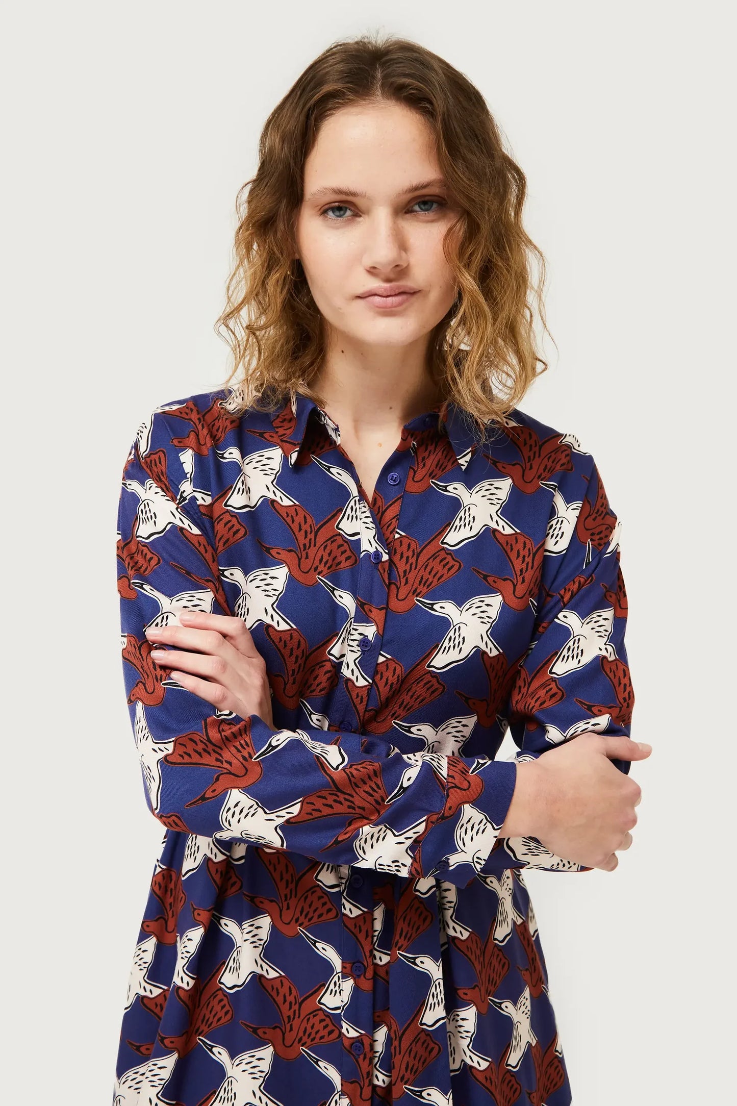 Vestido corto camisero estampado de animales Garza