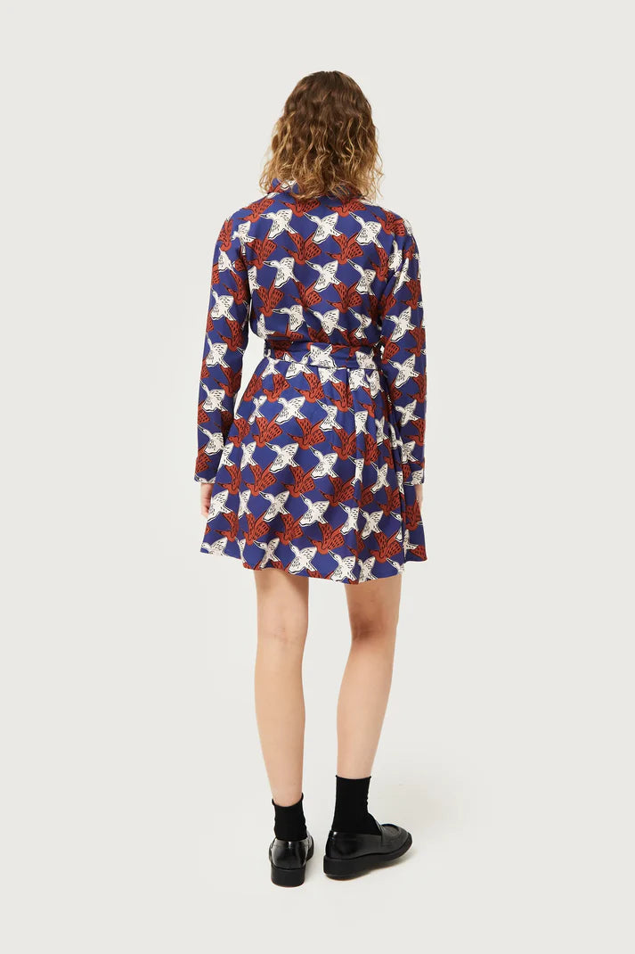 Vestido corto camisero estampado de animales Garza