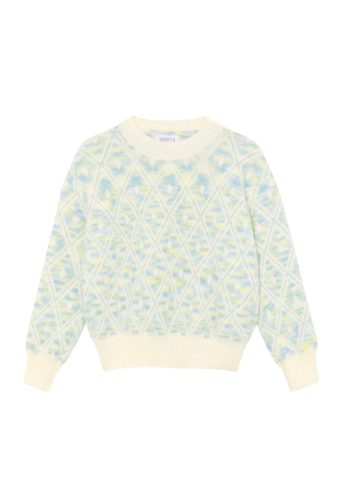 Jersey de punto jacquard con rombos azules