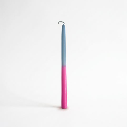 Vela candil azul + rosa fosfo