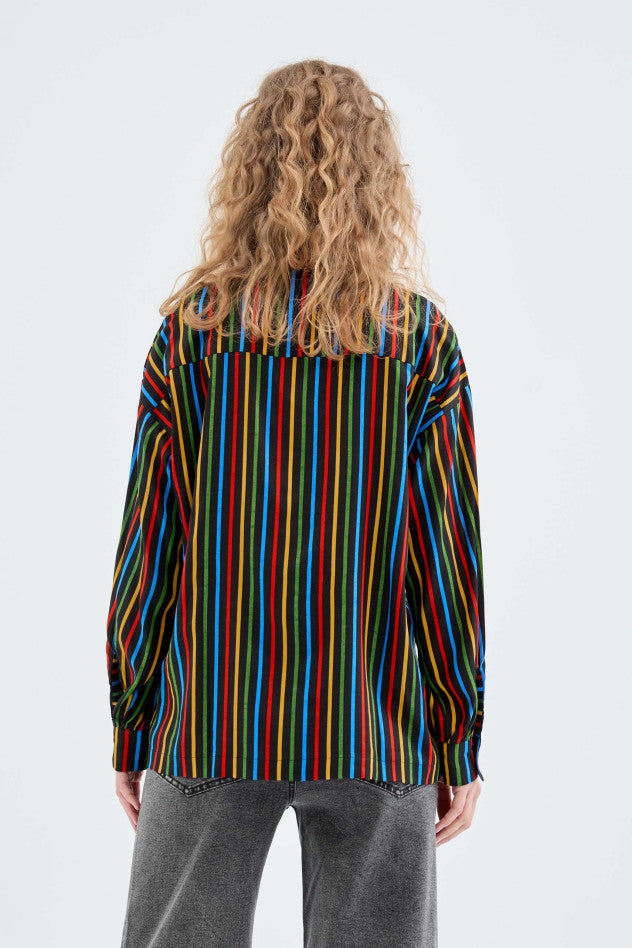 Camisa de manga larga rayas multicolor